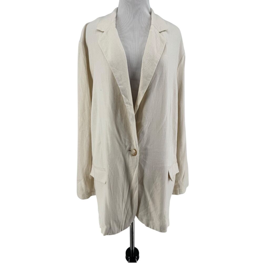 ASOS Design Women's Ivory Linen Blend Long Sleeve Suit Jacket SIze 10